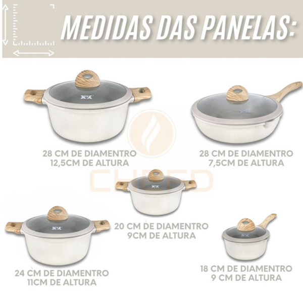 Jogo de Panelas em Granito 5 Peças: Resistência e Elegância na Cozinha