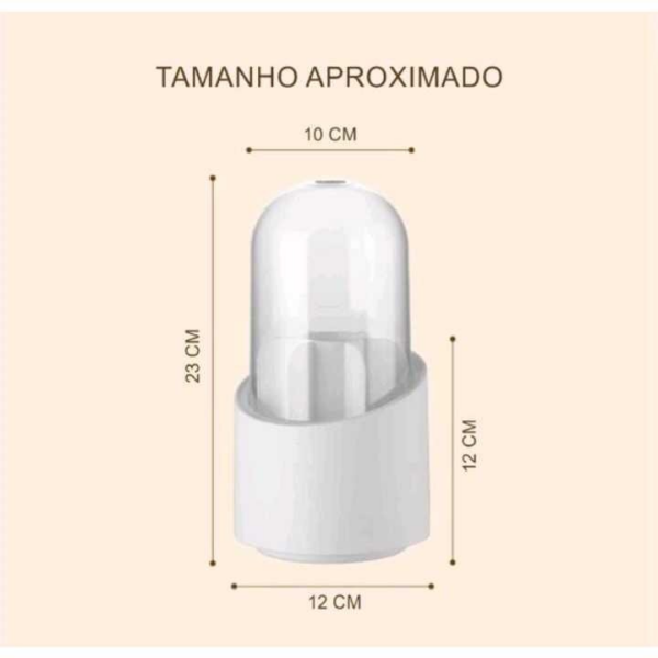 Organizador Giratório Porta Pincel Maquiagem com Tampa - Acrílico, 360°, Anti-Poeira - Cores Sortidas
