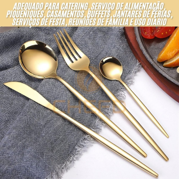Faqueiro Inox 24 Peças Completo p/ 6 Pessoas – Jogo Talheres Jantar Mesa Posta Design Moderno Brilho Espelhado
