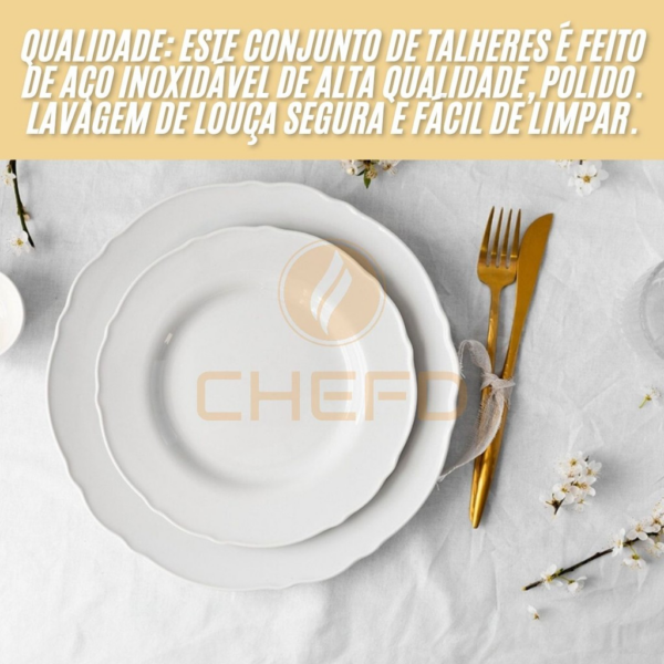 Faqueiro Inox 24 Peças Completo p/ 6 Pessoas – Jogo Talheres Jantar Mesa Posta Design Moderno Brilho Espelhado